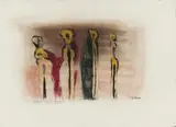 Cecil Skotnes, Four Figures, chalk pastel on paper
