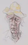 Gregoire Boonzaier, Self-Portrait with Yellow Hat, pastel on card