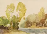 William Russell Flint, River Banks, watercolour on paper