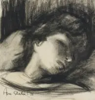 Alice Elahi, Sleeping Child, charcoal on paper