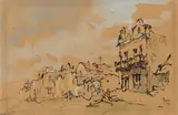 Street Scene by Gregoire Boonzaier, watercolour on card, offered Oct 2022