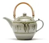 Bryan Everard-Haden, Teapot, glazed ceramic with bamboo handle