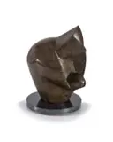 Abstract Composition by Edoardo Villa, bronze with a brown patina on a steel base, sold Nov 2022