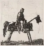 William Kentridge, Garibaldi, lift ground aquatint etching printed on 100% Hemp Phumani handmade paper, mounted on raw cotton cloth folded (as a map) and housed in a handmade box covered in raw cotton cloth