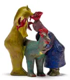 Josephine Ghesa, The Meeting, painted and fired terracotta clay