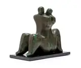 Laurence Anthony Chait, Back to Back, from the Sunday in the Park series, bronze with a green patina on a granite base