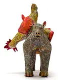 Josephine Ghesa, Leopard and Chicken, painted and fired terracotta clay