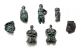 Walter Battiss, Standing Woman, Standing Woman, Reclining Male Figure, Greek Amulet Head, Profile, Reclining Male Figure, Standing Male Figure, seven, bronze with verdigris patina