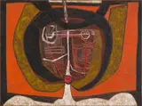 Cecil Skotnes, Abstract Head, incised and painted wood panel