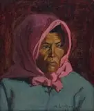 Maggie Laubser, Portrait of a Woman with Head Scarf