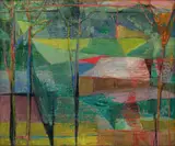 Maud Sumner, Abstract Landscape with Trees, oil on canvas