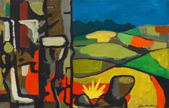 Erik Laubscher, Landscape Western Province, oil on paper laid down on board
