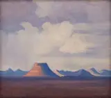 Karoo by Jacobus Hendrik Pierneef, oil on canvas laid down on board, sold Nov 2022