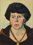 Maggie Laubser, Portrait of a Woman with Necklace and Earrings