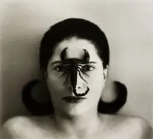 Marina Abramović, Portrait with Scorpion Open Eyes, silver gelatin print