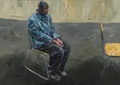 Man in Chair by Johann Louw, oil on canvas, sold Nov 2022