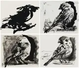 Bird Series, four by William Kentridge, lithograph on paper, sold Nov 2022
