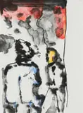 Backstage ('I've Played Lear in Strafford, My Boy') by Robert Hodgins, monotype on paper, sold Nov 2022