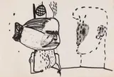 Robert Hodgins, Conversation, ink on paper