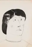 Robert Hodgins, Untitled Portrait, ink and pastel on sketchbook page