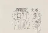 Robert Hodgins, Untitled (Military Group), ink on paper