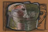 Robert Hodgins, Untitled (Heads), ink and pastel on paper