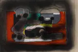 Robert Hodgins, Two Heads, mixed media on paper