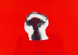 Burning Head by Robert Hodgins, colour monotype on paper, sold Nov 2022