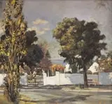 Frans Oerder, Landscape with Cape Dutch Homestead Amongst Trees