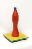 Red with Blue on Yellow Totem by Edoardo Villa, painted steel, sold Dec 2022