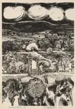 Michael Hallier, Garden Gate, lithograph on paper laid down on board