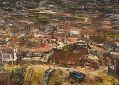 Helen Timm, Dividing the Land, oil on board