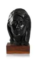Anton Momberg, Portrait of Elizabeth Sullivan, patinated cement fondu on a wooden base