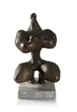 Maureen Quin, Abstract Figure Squatting, bronze with a brown patina on a marble base