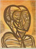 Cecil Skotnes, Figure, woodcut on paper