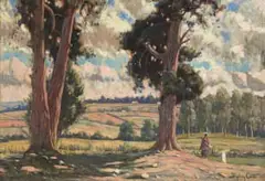 Sydney Carter, Landscape with Gum Trees, oil on canvas