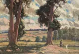 Sydney Carter, Landscape with Gum Trees, oil on canvas
