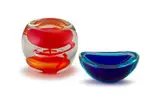 David Reade, Orange Glass Paper Weight, two