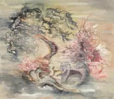 Shells by Cecil Higgs, mixed media on paper, sold Aug 2022