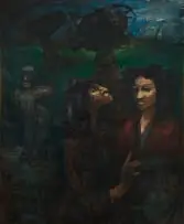Tadeusz Jaroszynski, On the Terrace, oil on canvas