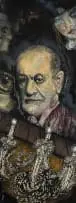 Eris Silke, Sigmund Freud and the Meaning of Dreams, mixed media on canvas
