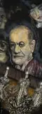Eris Silke, Sigmund Freud and the Meaning of Dreams, mixed media on canvas