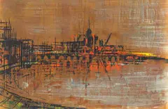 Arthur Edward Cantrell, Brown Harbour Scene, oil on board