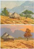 Otto Klar, Landscape with Huts, two