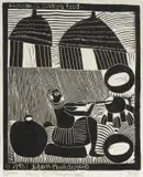 John Muafangejo, A Woman is Cooking Food, linocut on paper