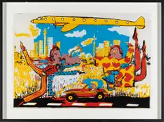 Beezy Bailey, Coming and Going, colour screenprint on paper