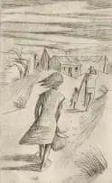 Peter Clarke, Wind op die Duine, etching on paper