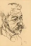Gregoire Boonzaier, Ou Man met Snor, charcoal on paper