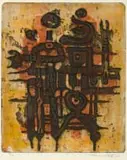 Dirk Meerkotter, Abstract Figures, colour etching on paper