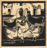 Hoenderhok, Meerlust (Nilant 3) by Jacobus Hendrik Pierneef, woodcut on tissue paper, sold Aug 2022